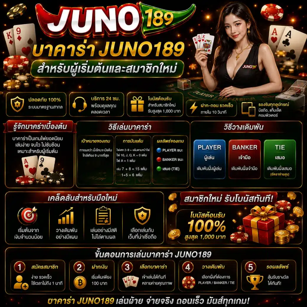 บาคาร่า Juno189 สำหรับผู้เริ่มต้นและสมาชิกใหม่